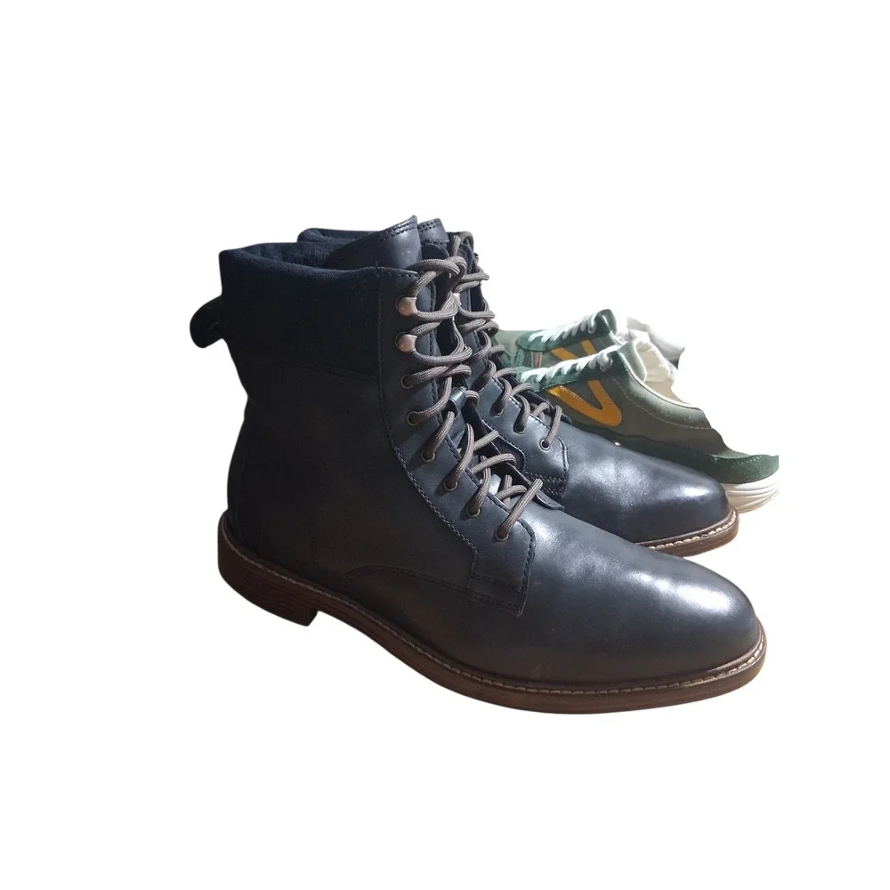 Cole Haan Mens size 8½ Black‎ Leather Classic Casual Office Dress Lace Up Boots